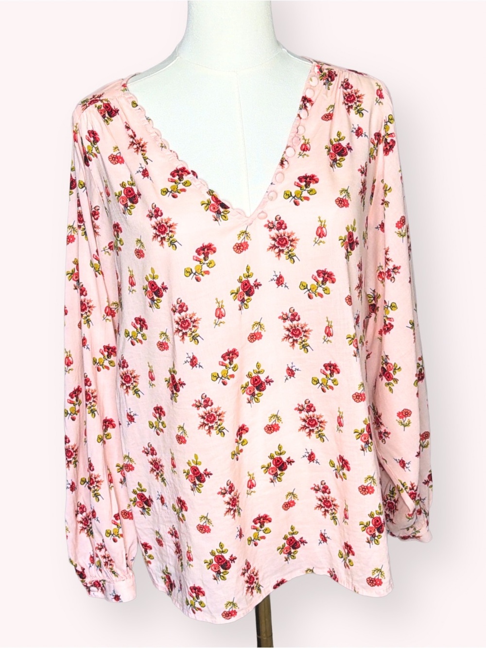 Madewell Raglan Peasant Top in Countryside Blooms Pink Floral Medium